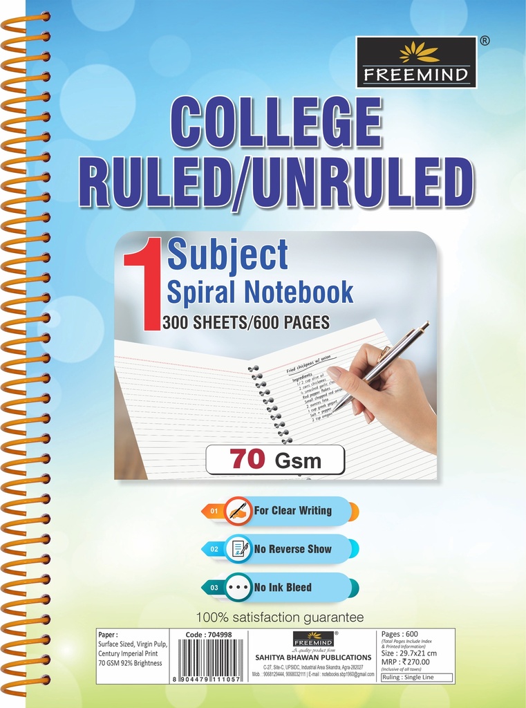 NRI-A4 SPIRAL NOTEBOOK-UNRULED-600