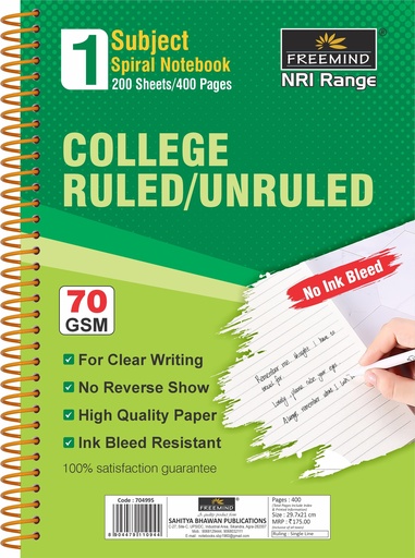 [804995] NRI-A4 SPIRAL NOTEBOOK-Single Line 6 Subject-400
