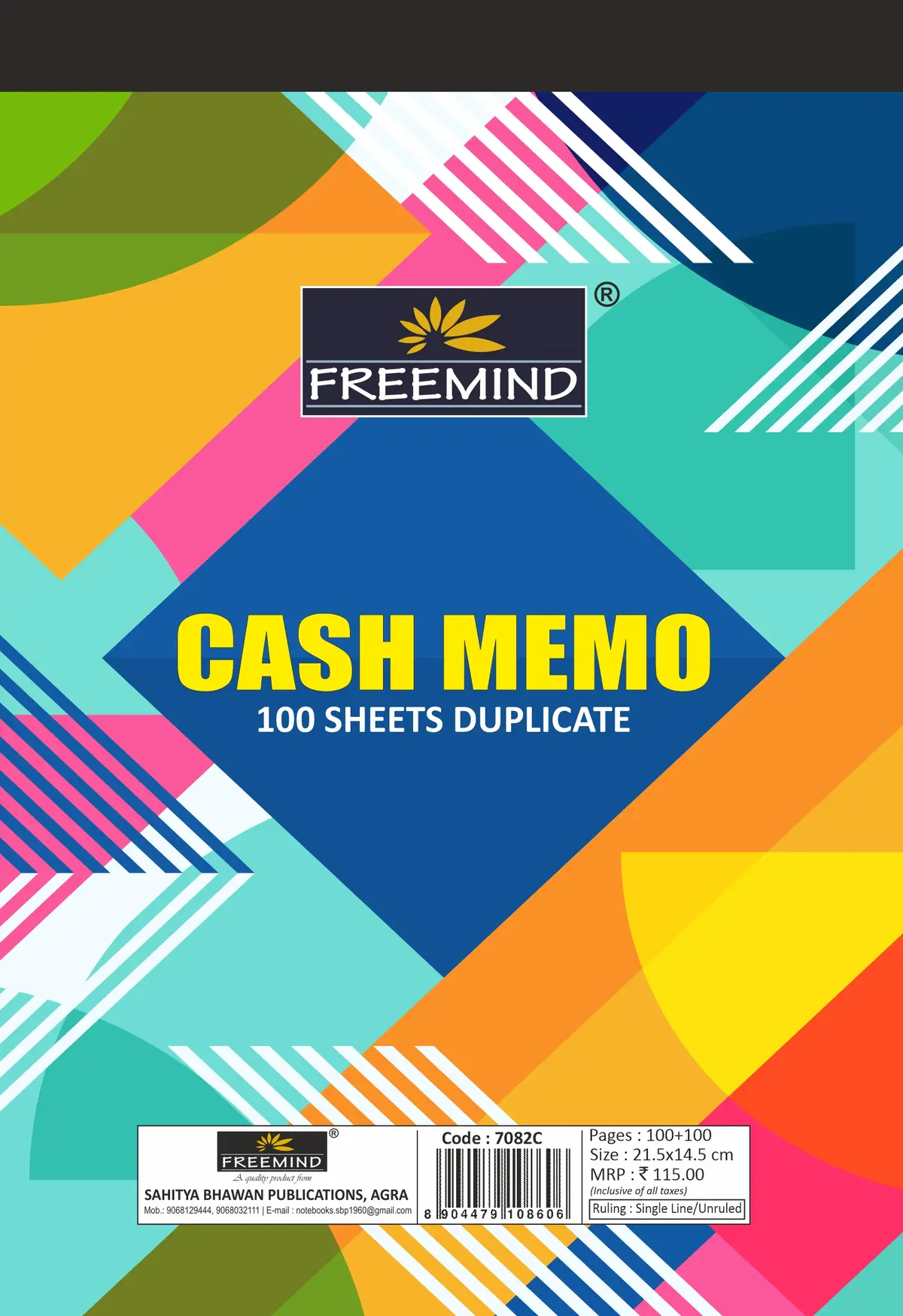 [7082C] NON NRI-Cash Memo/ Bill Book-Duplicate Cash Memo-100+100