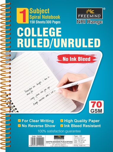 [704991] NRI-A4 SPIRAL NOTEBOOK-UNRULED-300