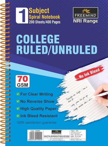 [704992] NRI-A4 SPIRAL NOTEBOOK-UNRULED-400
