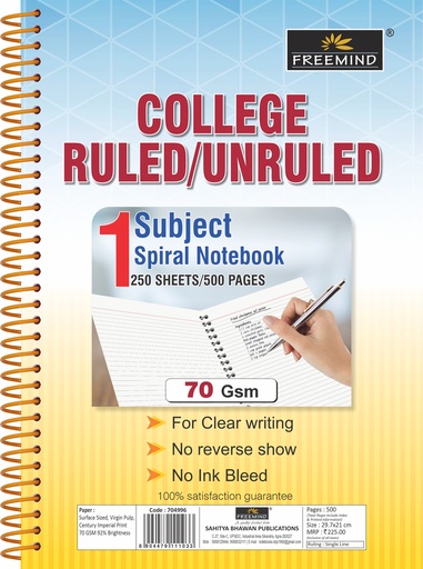 [704997] NRI-A4 SPIRAL NOTEBOOK-UNRULED-500