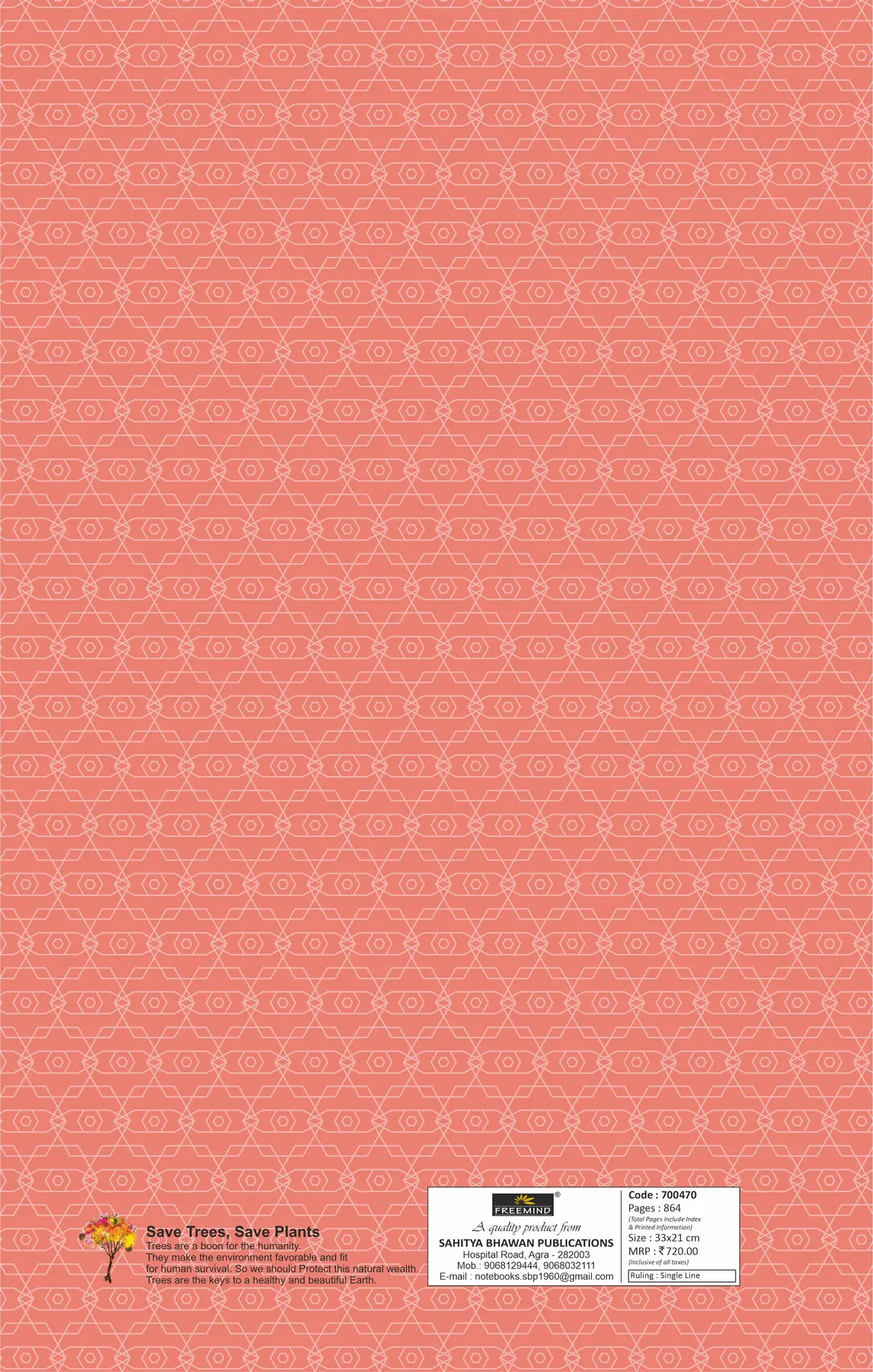 [700470] NON NRI-Green Paper Ledger register-Single Line-864